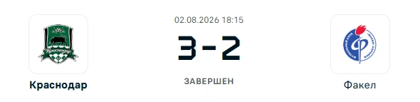 Краснодар - Факел результат матча