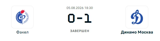 Факел - Динамо Москва результат матча 05.08.2026