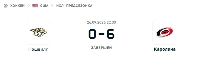 Нэшвилл - Каролина результат матча