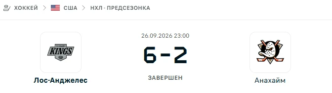 Лос-Анджелес - Анахайм результат матча