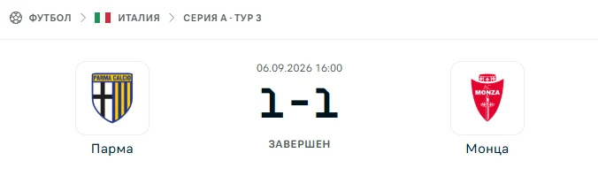 Парма - Монца результат матча