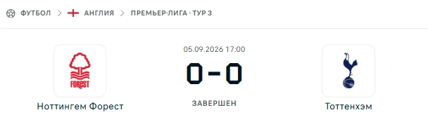 Ноттингем Форест - Тоттенхэм Хотспур результат матча