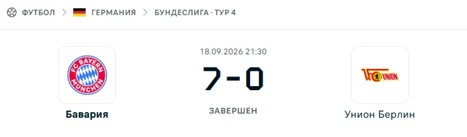Бавария - Унион Берлин результат матча