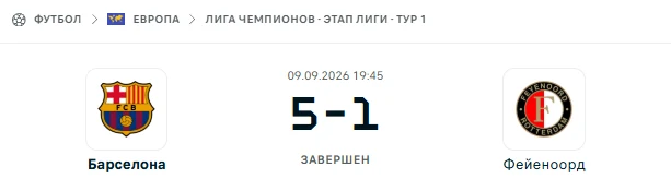Барселона - Фейеноорд результат матча
