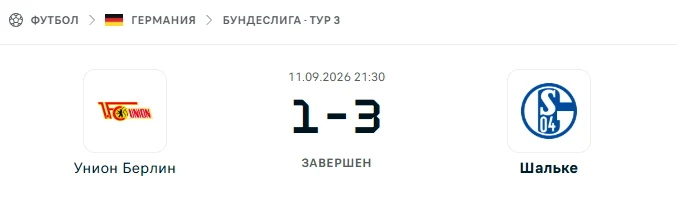 Унион Берлин - Шальке результат матча