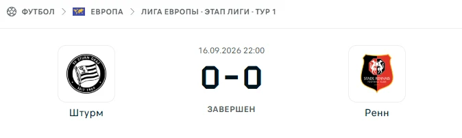Штурм Грац - Ренн результат матча