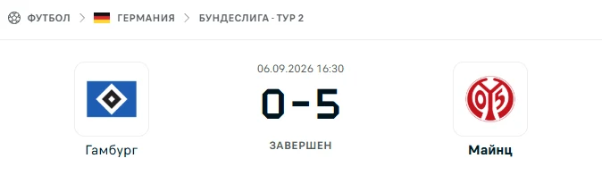 Гамбург - Майнц результат матча