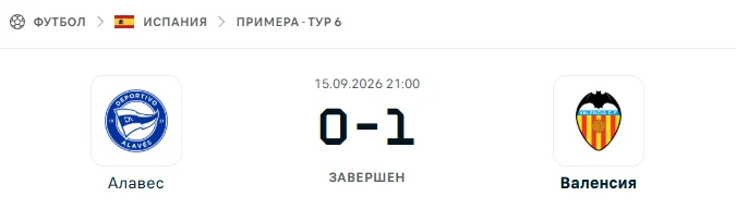 Алавес - Валенсия результат матча