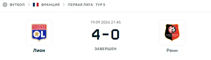 Лион - Ренн результат матча