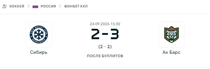 Сибирь - Ак Барс результат матча