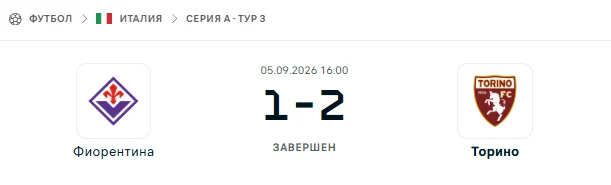 Фиорентина - Торино результат матча