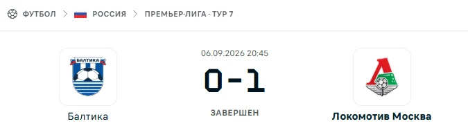 Балтика Калининград - Локомотив Москва результат матча