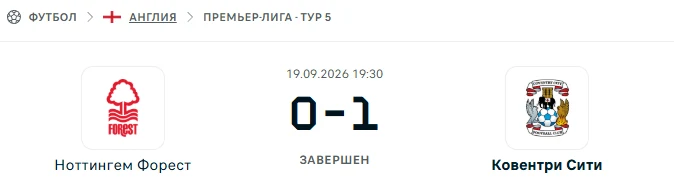 Ноттингем Форест - Ковентри Сити результат матча