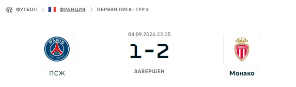 ПСЖ - Монако результат матча