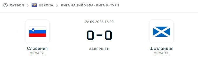 Словения - Шотландия результат матча