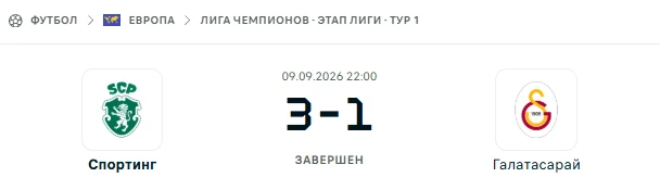 Спортинг - Галатасарай результат матча