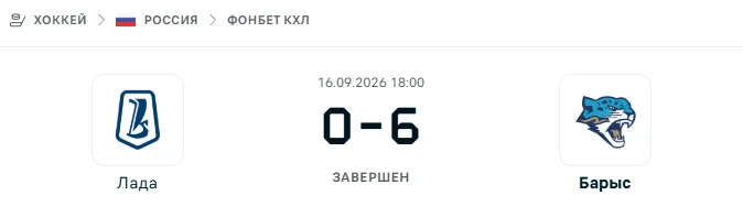 Лада - Барыс результат матча