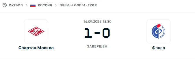 Спартак Москва - Факел результат матча