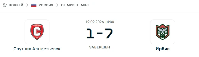 Спутник Альметьевск - Ирбис результат матча