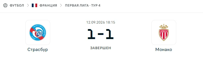 Страсбур - Монако результат матча