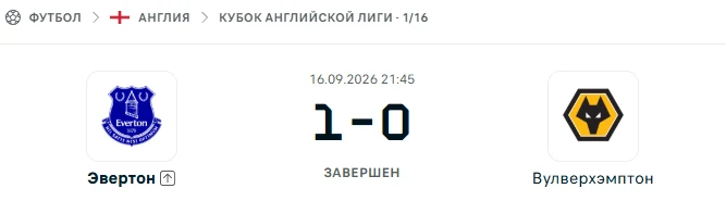 Эвертон - Вулверхемптон результат матча