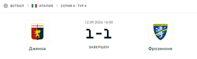 Дженоа - Фрозиноне результат матча