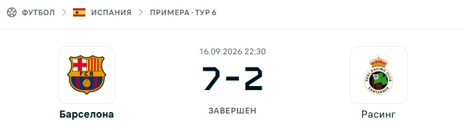Барселона - Расинг Сантандер результат матча