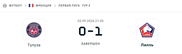Тулуза - Лилль результат матча