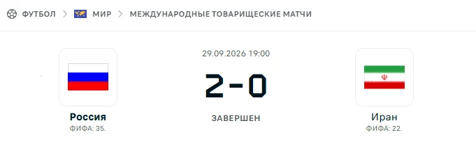 Россия - Иран результат матча
