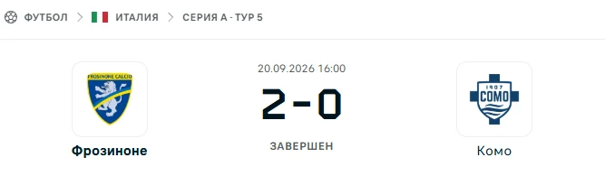 Фрозиноне - Комо результат матча