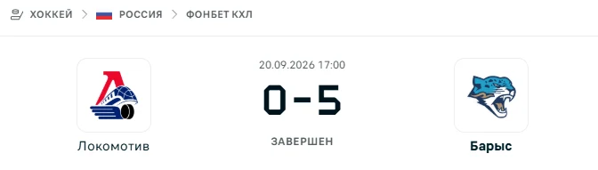Локомотив - Барыс результат матча