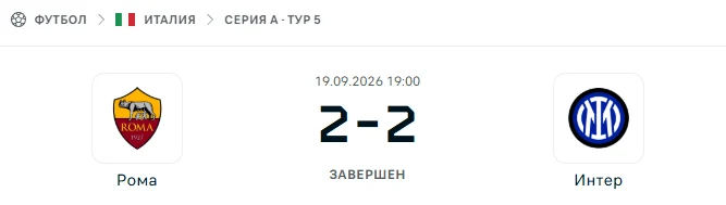 Рома - Интер результат матча