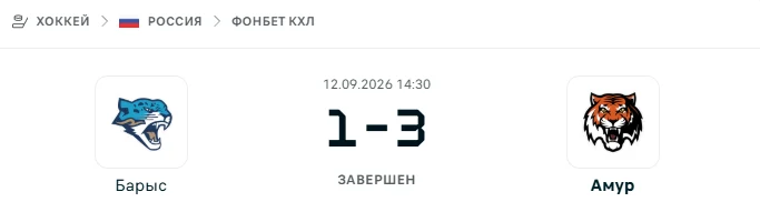 Барыс - Амур результат матча