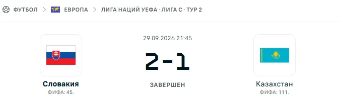 Словакия - Казахстан результат матча
