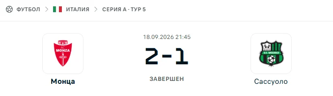 Монца - Сассуоло результат матча