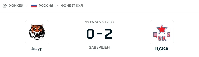 Амур - ЦСКА результат матча