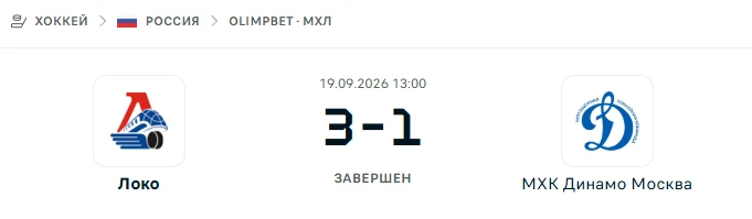 Локо - МХК Динамо Москва результат матча