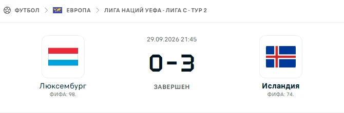 Люксембург - Исландия результат матча