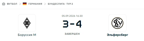 Боруссия М - Эльферсберг результат матча
