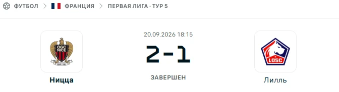 Ницца - Лилль результат матча