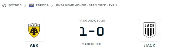 АЕК - ЛАСК результат матча