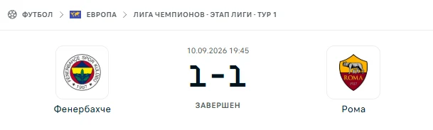 Фенербахче - Рома результат матча