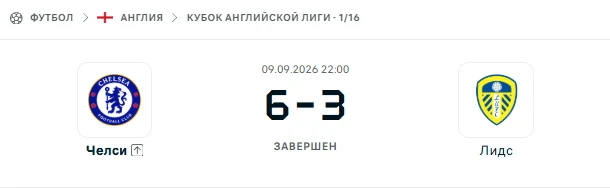 Челси - Лидс Юнайтед результат матча