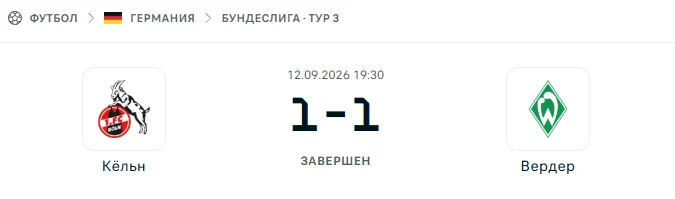 Кёльн - Вердер результат матча