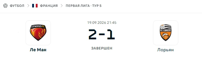 Ле Ман - Лорьян результат матча