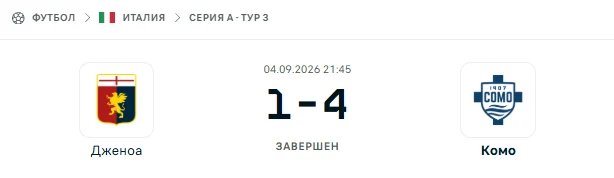 Дженоа - Комо результат матча