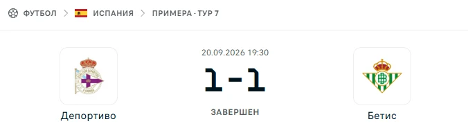 Депортиво - Бетис результат матча