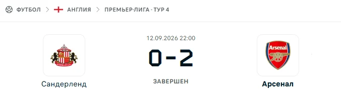 Сандерленд - Арсенал результат матча