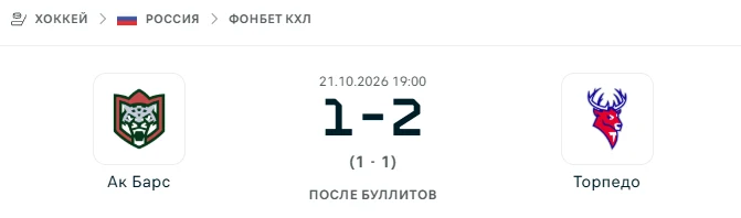 Ак Барс - Торпедо результат матча