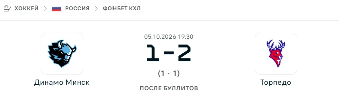Динамо Минск - Торпедо результат матча